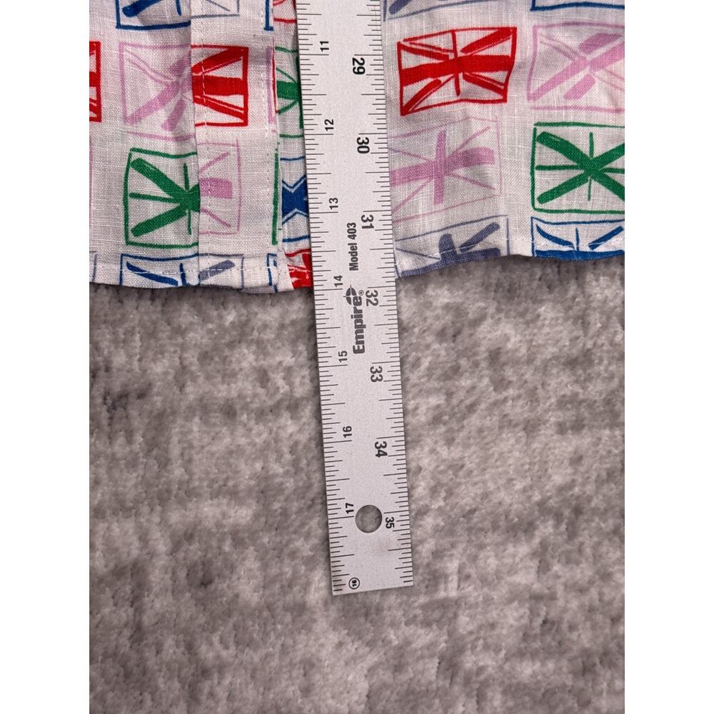 Boden 100% Linen Button Down Shirt Top 18 L Long Womens Flag Print - Picture 6 of 9